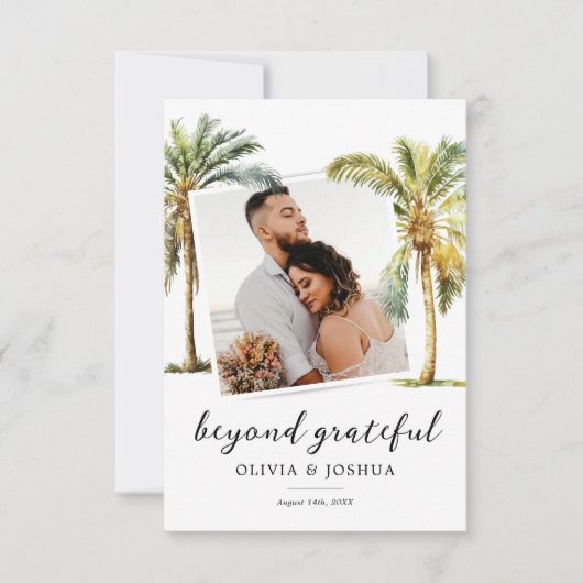 Tropisch Beach Photo Wedding Bedankkaart (Voorkant)
