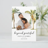 Tropisch Beach Photo Wedding Bedankkaart (Staand voorkant)