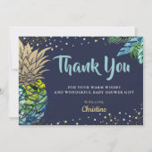 Tropisch Beach Pineapple Navy Blue Hartelijk dank Bedankkaart (Voorkant)