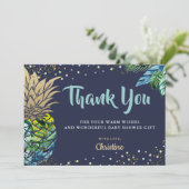 Tropisch Beach Pineapple Navy Blue Hartelijk dank Bedankkaart (Staand voorkant)