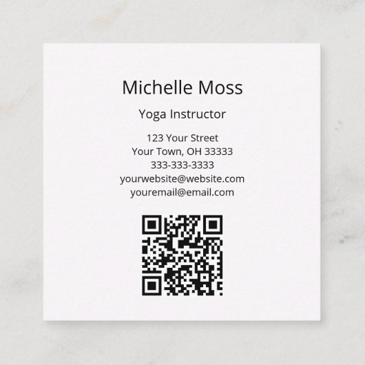 Tropisch Beach QR code Yoga Instructor Vierkante Visitekaartje (Achterkant)