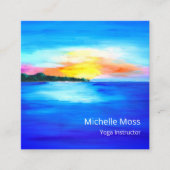 Tropisch Beach QR code Yoga Instructor Vierkante Visitekaartje (Voorkant)