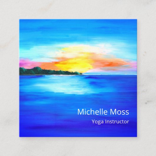 Tropisch Beach QR code Yoga Instructor Vierkante Visitekaartje (Voorkant)
