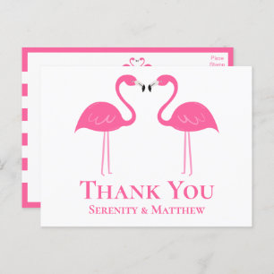 Tropisch Beach roze flamingo Weddenschap Bedankt Briefkaart
