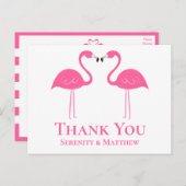 Tropisch Beach roze flamingo Weddenschap Bedankt Briefkaart (Voorkant / Achterkant)