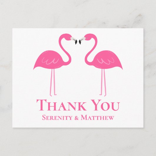 Tropisch Beach roze flamingo Weddenschap Bedankt Briefkaart (Voorkant)