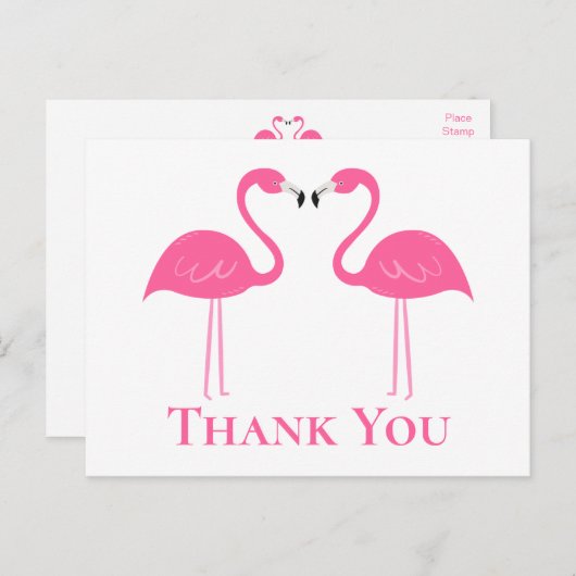 Tropisch Beach roze flamingo Weddenschap Bedankt Briefkaart (Voorkant / Achterkant)