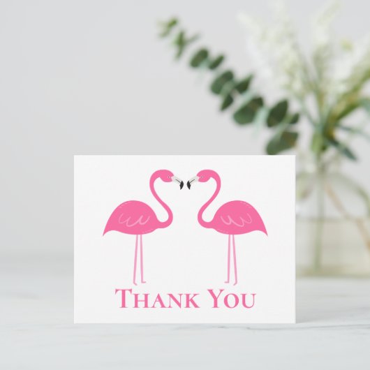 Tropisch Beach roze flamingo Weddenschap Bedankt Briefkaart (Staand voorkant)