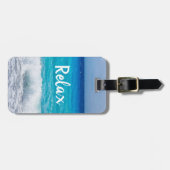 Tropisch beach Turquoise Blue Ocean Zee Foam Bagagelabel (Voorkant horizontaal)