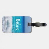 Tropisch beach Turquoise Blue Ocean Zee Foam Bagagelabel (Achterkant horizontaal)