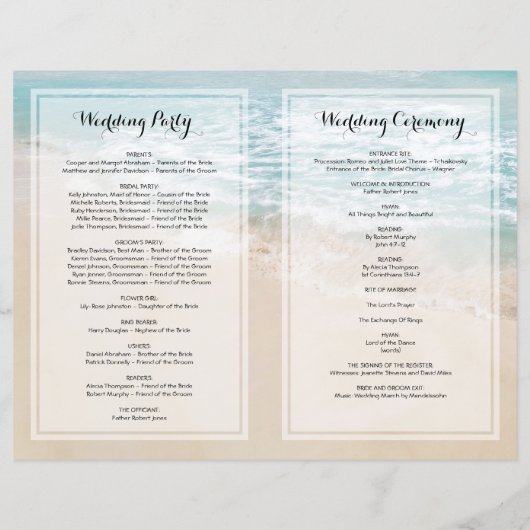 Tropisch beach Wedding Ceremony Programme (Achterkant)