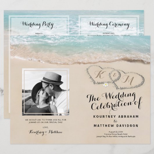 Tropisch beach Wedding Ceremony Programme (Voorkant / Achterkant)