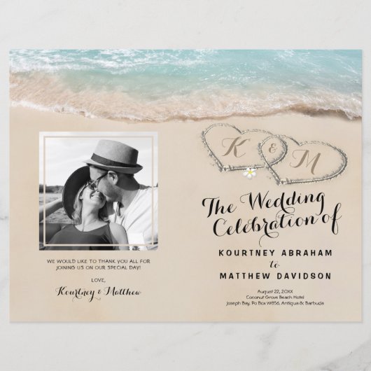 Tropisch beach Wedding Ceremony Programme (Voorkant)