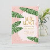 Tropisch Beachy Pink Bridal Brunch Uitnodiging (Staand voorkant)