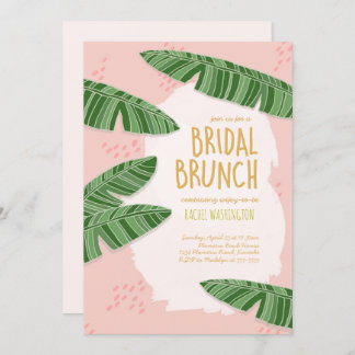 Tropisch Beachy Pink Bridal Brunch Uitnodiging