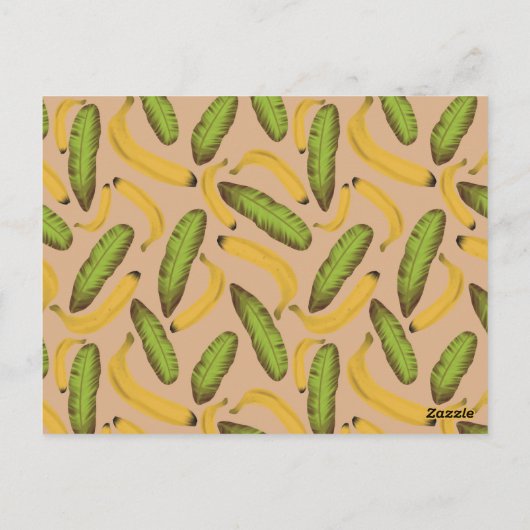 Tropisch beige Banana Leaf Pattern Briefkaart (Achterkant)