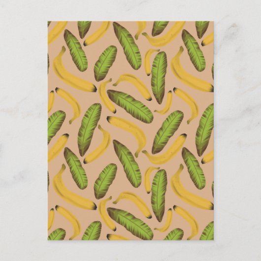 Tropisch beige Banana Leaf Pattern Briefkaart (Voorkant)