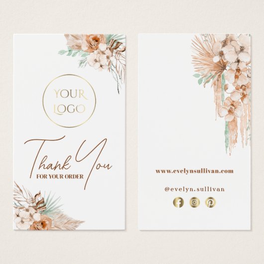 Tropisch beige en mint bijsluiter visitekaartje (Voorkant /achterkant)