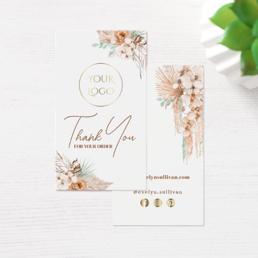 Tropisch beige en mint bijsluiter visitekaartje (Bureau)