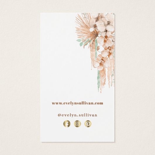 Tropisch beige en mint bijsluiter visitekaartje (Achterkant)