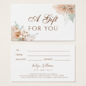 Tropisch beige en mint cadeaubon visitekaartje (Voorkant /achterkant)