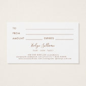 Tropisch beige en mint cadeaubon visitekaartje (Achterkant)