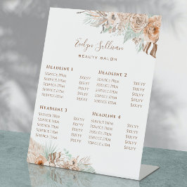 Tropisch beige en munt prijslijst voetstuk teken reclamebord met voetstuk