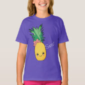 Tropisch beige sinaasappel Kawaii Face T-shirt (Voorkant)