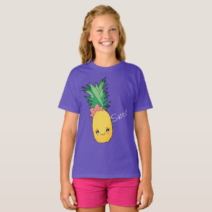 Tropisch beige sinaasappel Kawaii Face T-shirt