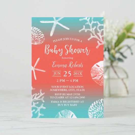 Tropisch bekerkoraalrif Blauwgroen en rood Baby sh Kaart (Staand voorkant)