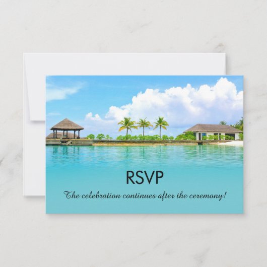 Tropisch Bestemming Resort Strand Bruiloft RSVP Kaart (Voorkant)