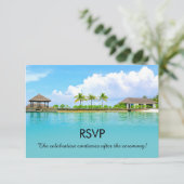 Tropisch Bestemming Resort Strand Bruiloft RSVP Kaart (Staand voorkant)
