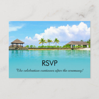 Tropisch Bestemming Resort Strand Bruiloft RSVP Kaart