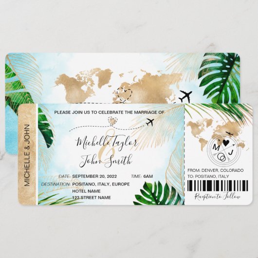 Tropisch bestemmings-weddenschap-instapmodel kaart (Voorkant / Achterkant)