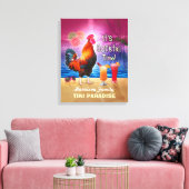 Tropisch beukenstaart Funny Rooster Chicken Canvas Afdruk (Insitu (Woonkamer))