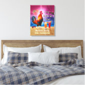 Tropisch beukenstaart Funny Rooster Chicken Canvas Afdruk (Insitu (Slaapkamer))
