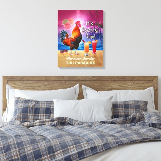 Tropisch beukenstaart Funny Rooster Chicken Canvas Afdruk (Insitu (Slaapkamer))