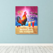 Tropisch beukenstaart Funny Rooster Chicken Canvas Afdruk (Insitu (Houten vloer))