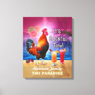 Tropisch beukenstaart Funny Rooster Chicken Canvas Afdruk