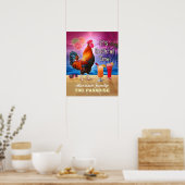 Tropisch beukenstaart Funny Rooster Chicken Poster (Keuken)