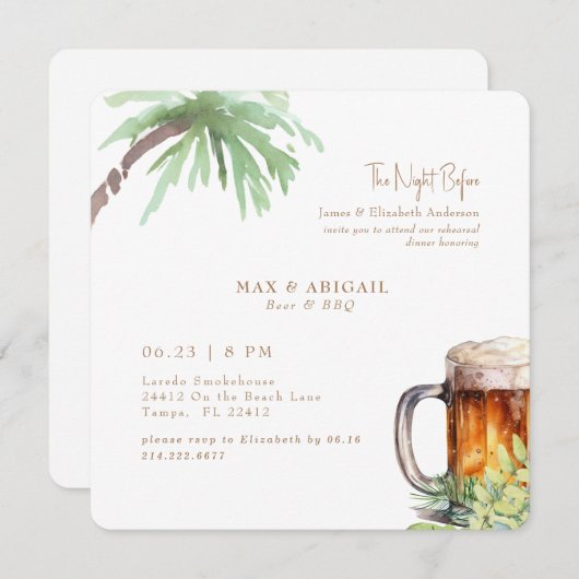 Tropisch bier & BBQ de avond ervoor Kaart (Voorkant / Achterkant)