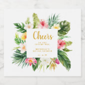 Tropisch bierfleslabel voor bruidsfeest bier etiket (Enkel label)