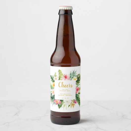 Tropisch bierfleslabel voor bruidsfeest  bier etiket (Voorkant)