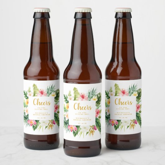 Tropisch bierfleslabel voor bruidsuitnodiging bier etiket (Flessen)