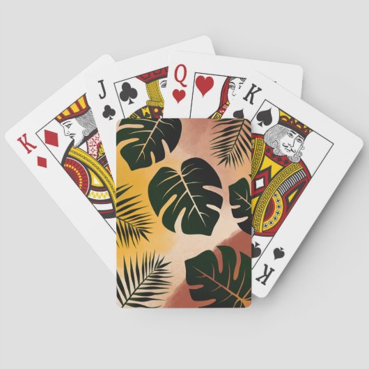 Tropisch Blad Abstract Patroon Pokerkaarten (Achterkant)