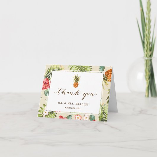 Tropisch blad Ananas Hawaiaans Luau Bedankt (Voorkant)