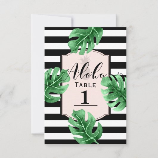 Tropisch blad & ananas huwelijks tafelnummer (Voorkant)