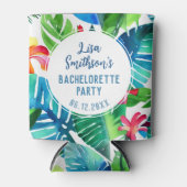 Tropisch blad aquarel op maat vrijgezellenfeestje blikjeskoeler (Voorkant)