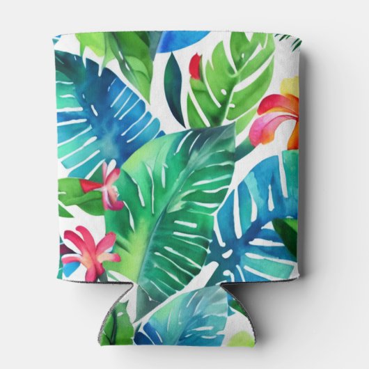 Tropisch blad aquarel op maat vrijgezellenfeestje blikjeskoeler (Achterkant)