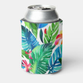 Tropisch blad aquarel op maat vrijgezellenfeestje blikjeskoeler (Blikje Achterkant)